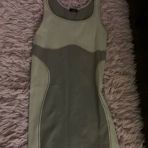 Forever 21 Cream and Taupe Colorblock Tank Mini Dress